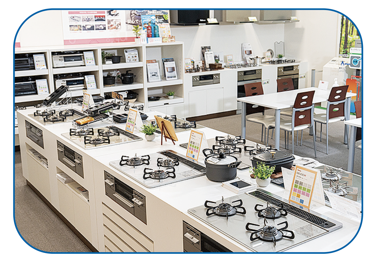 ショールームに展示された最新ガスコンロ